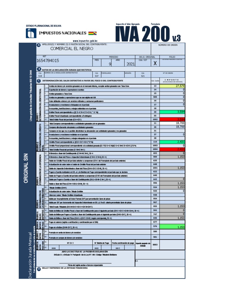 Declaración Jurada de Impuestos 2021 | PDF | Impuesto al valor agregado ...
