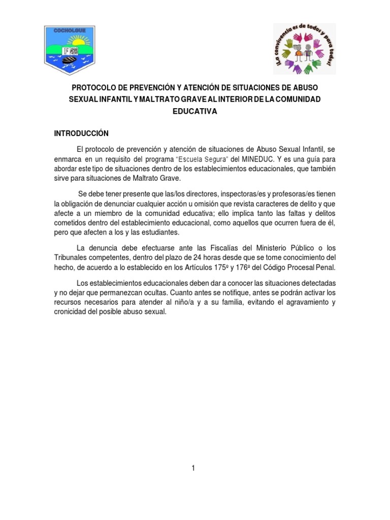 Protocolo de Prevención Abuso Sexual Infantil | PDF | Abuso sexual ...