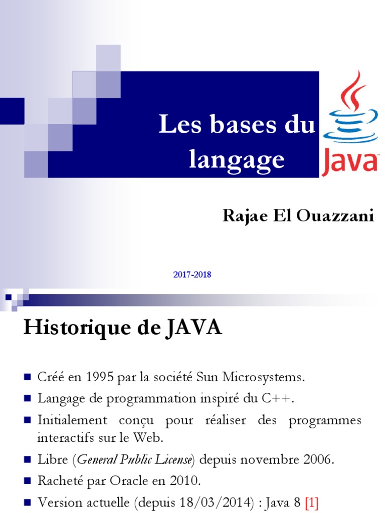 Chap 1 Les Bases Du Langage Java | PDF