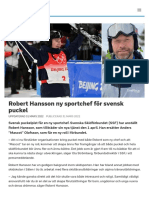Robert Hansson Ny Sportchef För Svensk Puckel - SVT Sport
