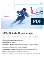 LISTA: Här Är Alla OS-klara Svenskar - SVT Sport