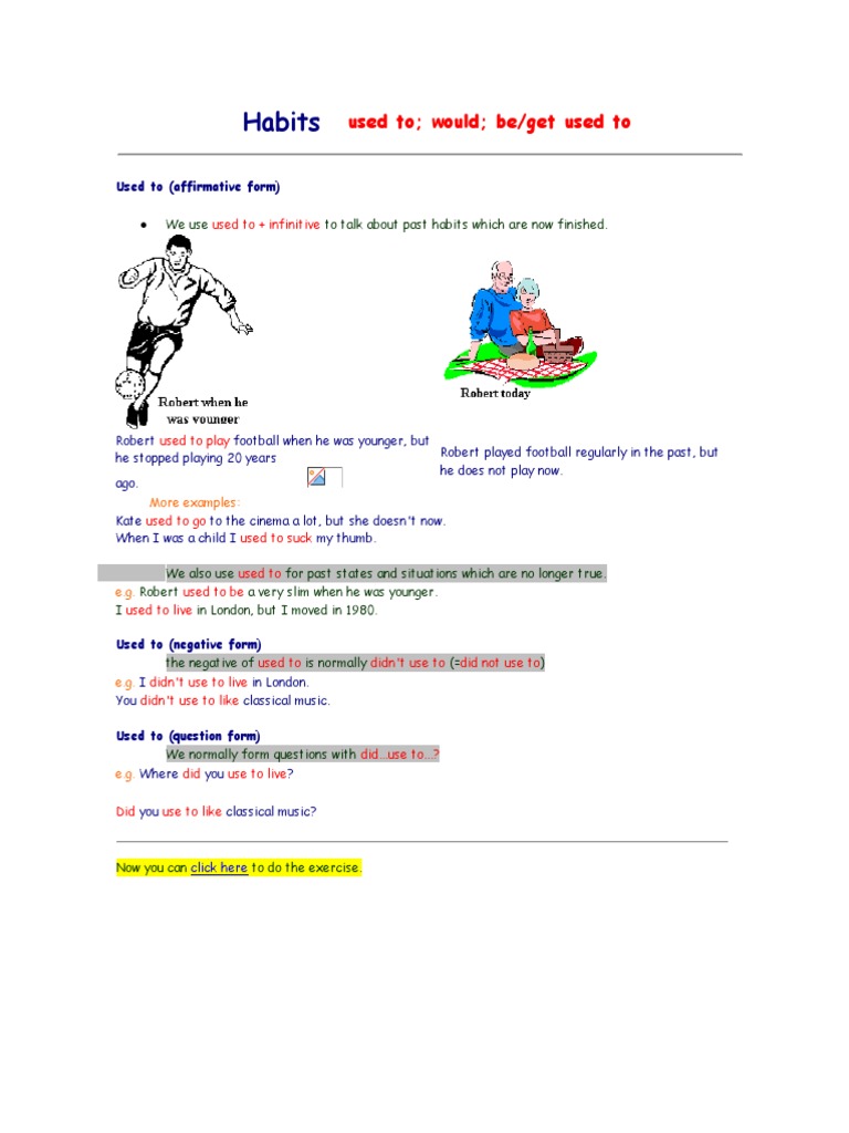 Used To, Would, Get Used To, Habits in The Past | PDF | Languages ...