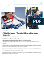 Frida Karlsson: "Tungt Att Han Väljer Jens Före Mig" - SVT Sport