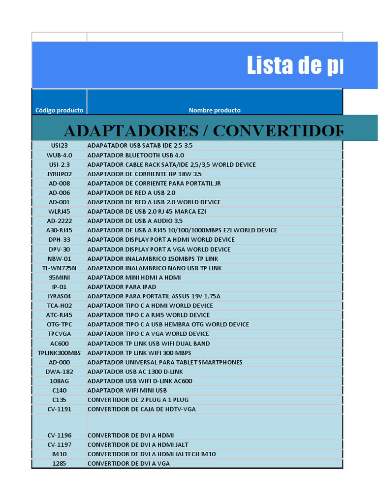 Lista de Precios Credicomputo | PDF | USB | Impresora (Computación)