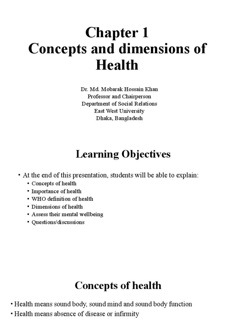 1POP202 - Concept of Health - C1 | PDF | Mental Health | Well Being