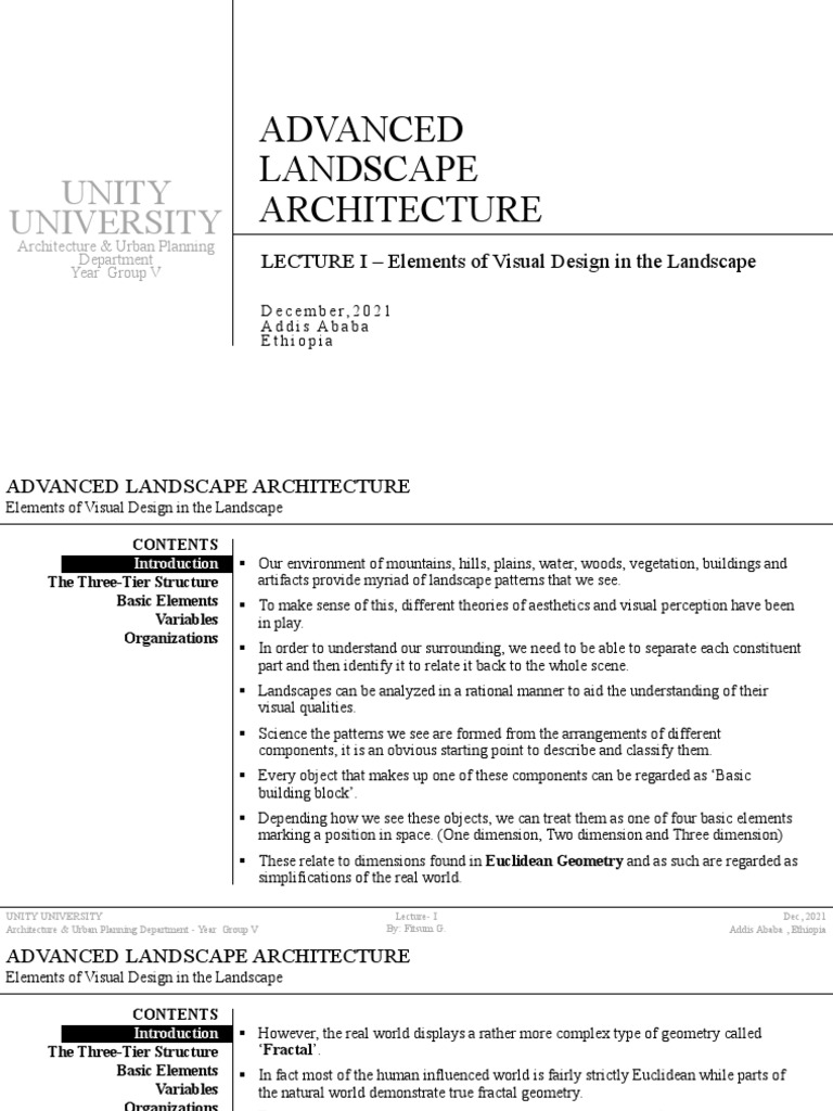 Visual Design Elements in Landscape Architecture | PDF | Volume | Shape