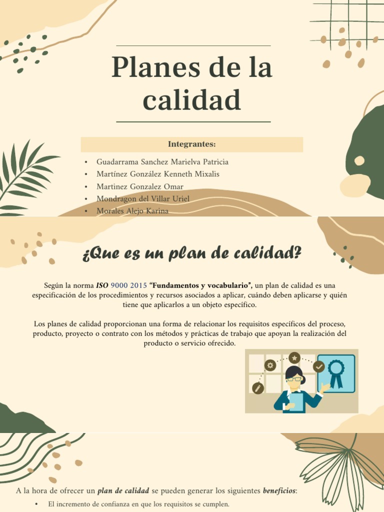 Plan de Calidad | PDF | Calidad (comercial) | Gestión de la calidad