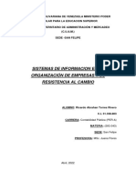 Trabajo de Investigacion, Sisteman de Informacion y Resistencia Al Cambio