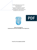  Informe de Investigación Implementación del Proceso Estratégico de una Organización