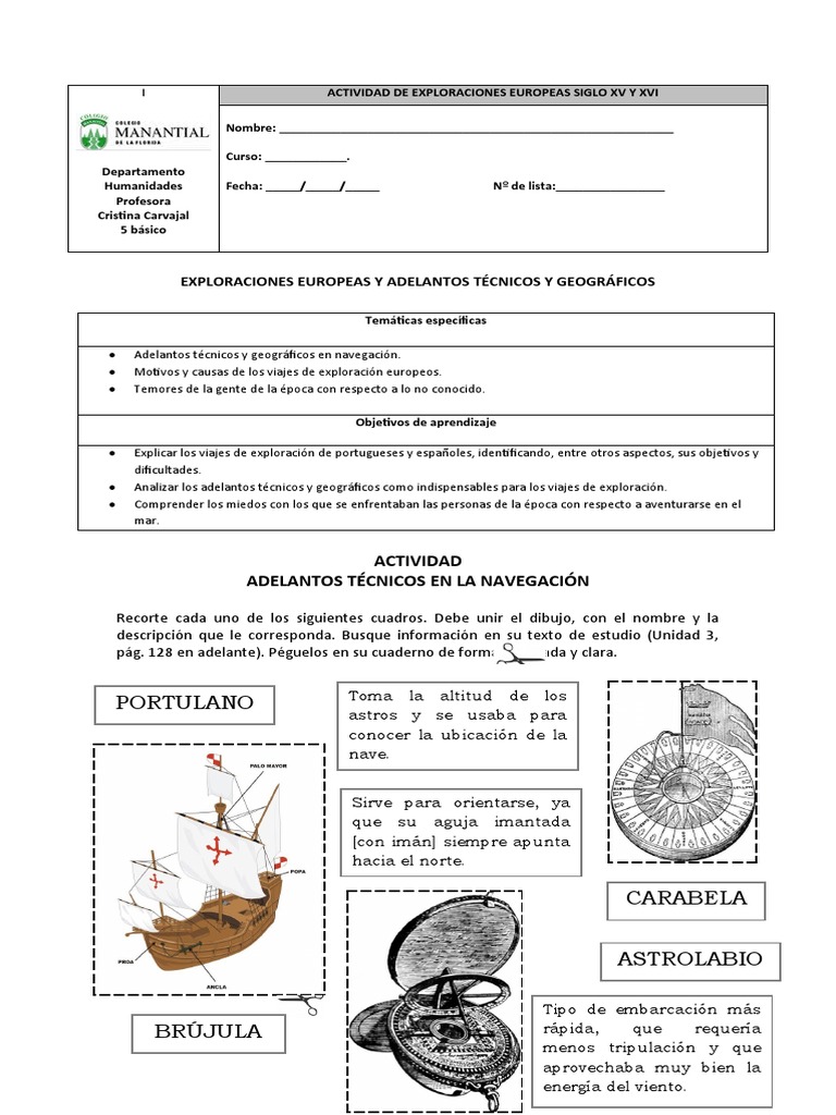 Actividad de Exploraciones Europeas | PDF | Brújula
