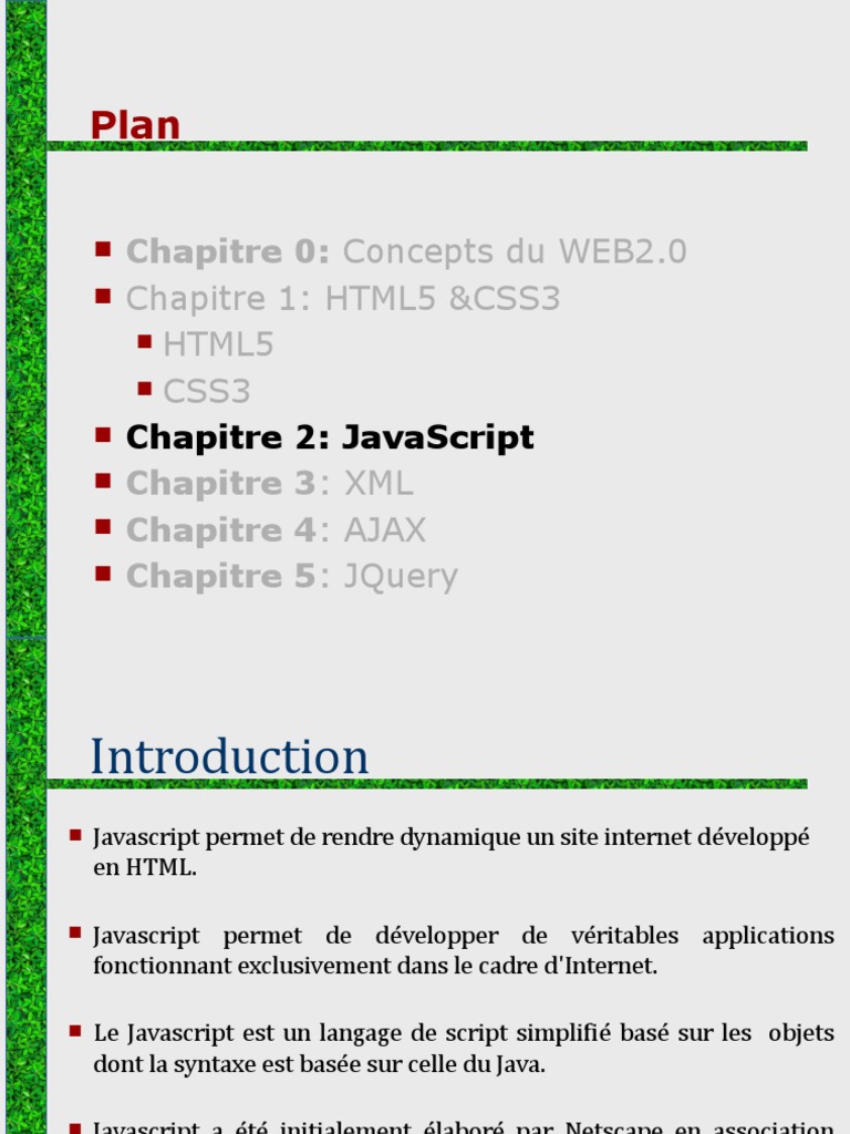 Introduction à JavaScript et HTML5 | PDF | JavaScript | Html