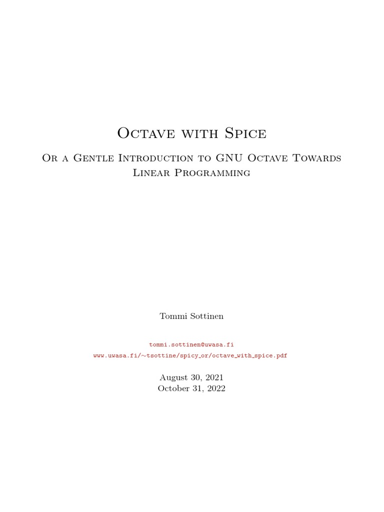 Introduction to GNU Octave for LP | PDF | Matrix (Mathematics) | Net ...
