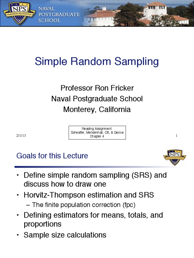 Lecture 6-3 - Simple Random Sampling | PDF | Standard Error | Sampling ...