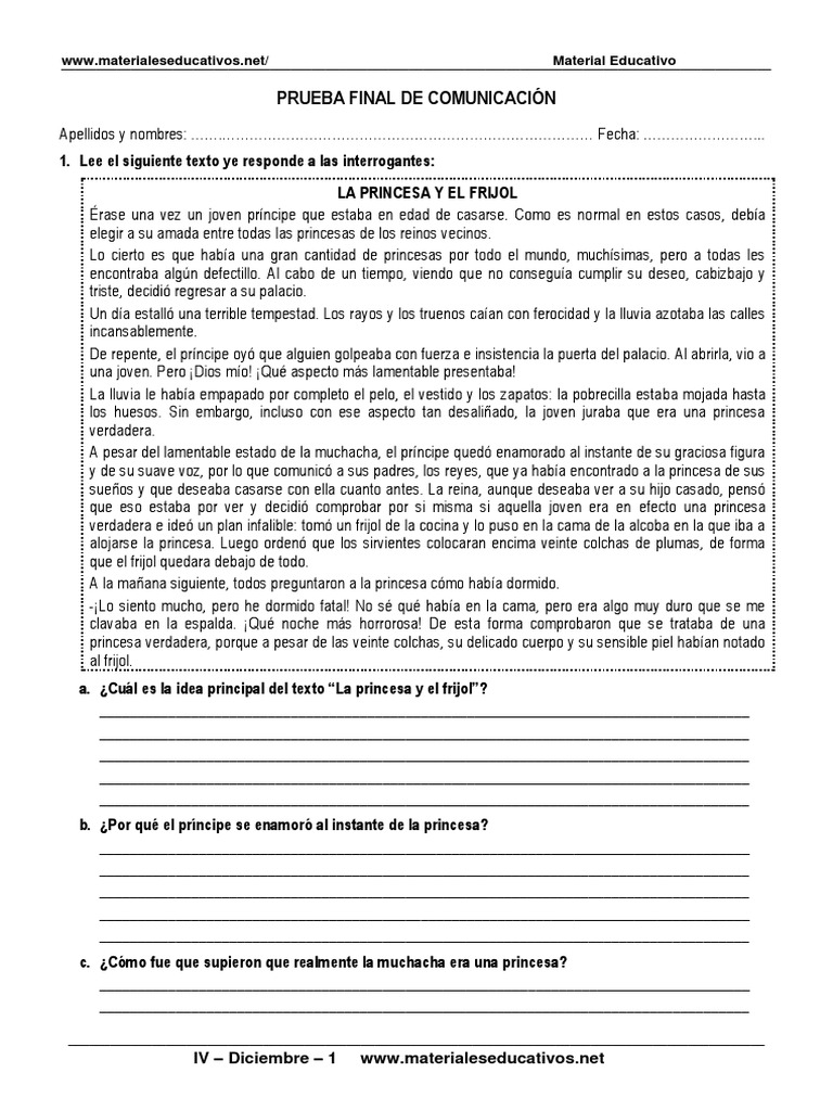 Cuaderno de Evaluación Final Cuarto Grado | PDF