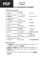 Class VII Computer Chapter 1: Introduction To Computers: I. Tick The Correct Option