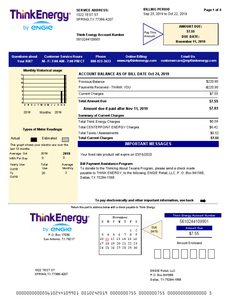 Texas Utility Bill PDF Power (Physics) Electric Power