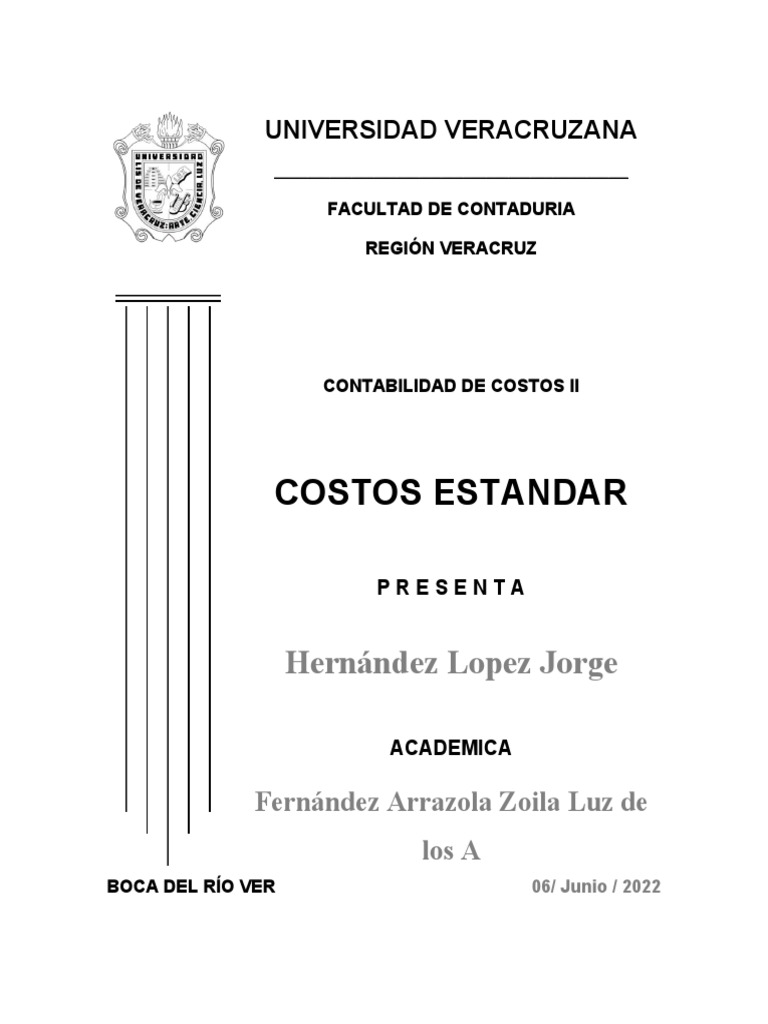 Trabajo Costos Estandar Pdf Presupuesto Costo