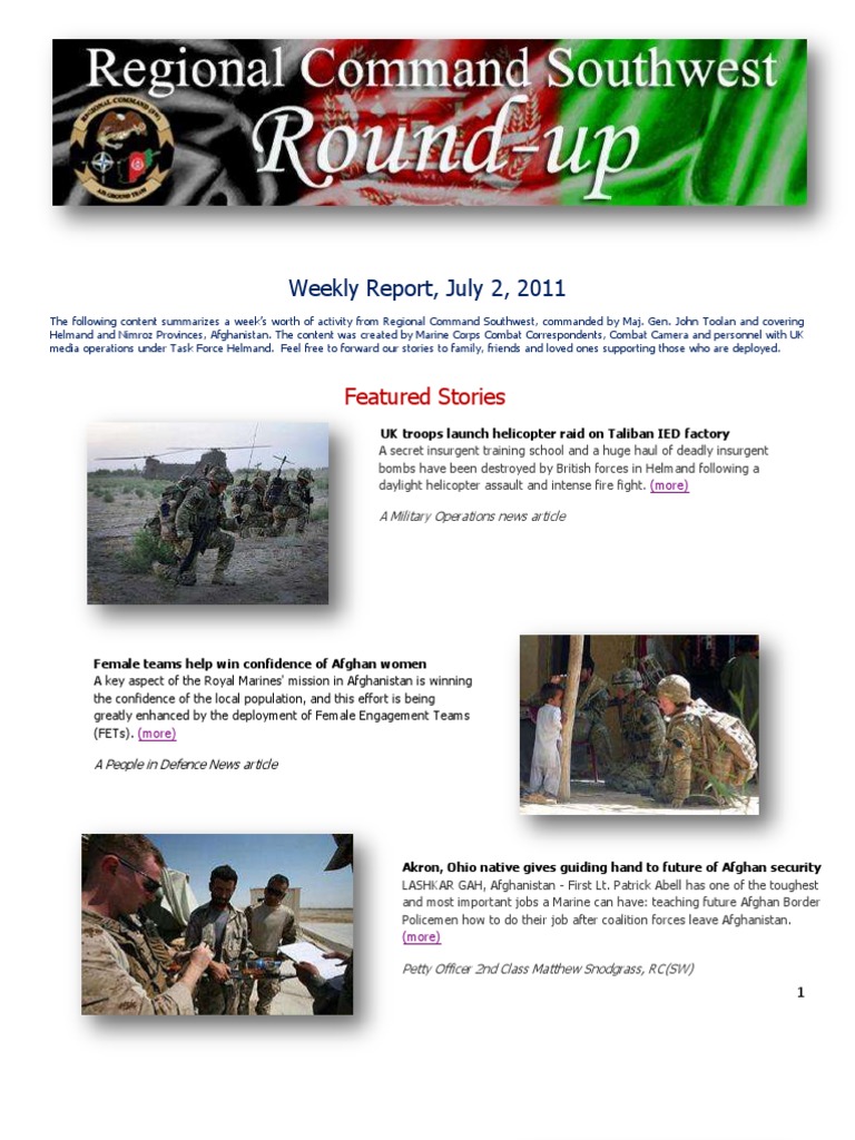 Regional Command SW - July 2 Roundup | PDF | Sports & Recreation | History