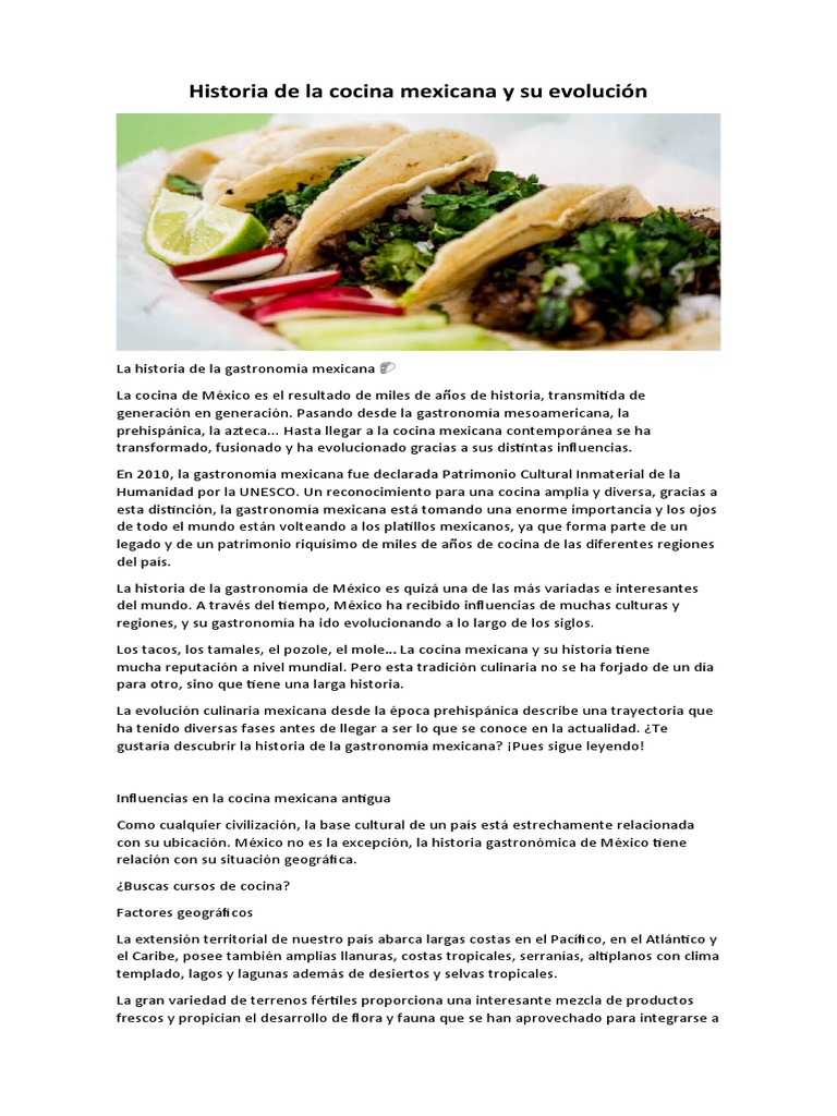 Evolución de la cocina mexicana | PDF | Taco | Cocina mexicana