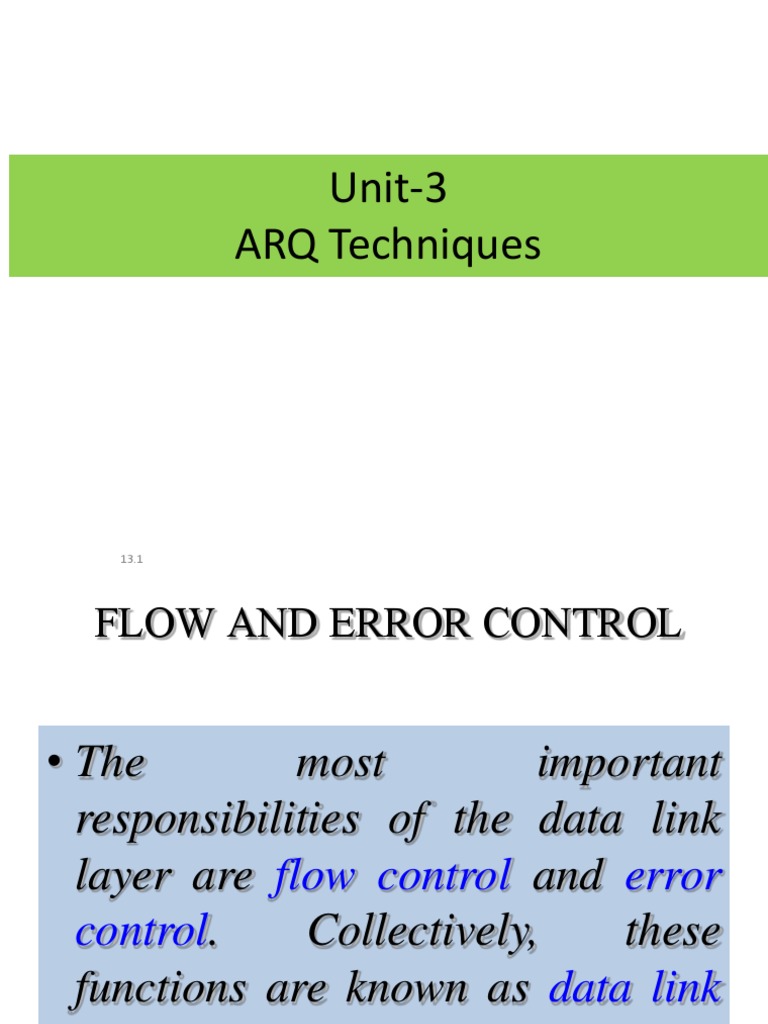 ARQ Techniques PDF Transmission Control Protocol Error Detection