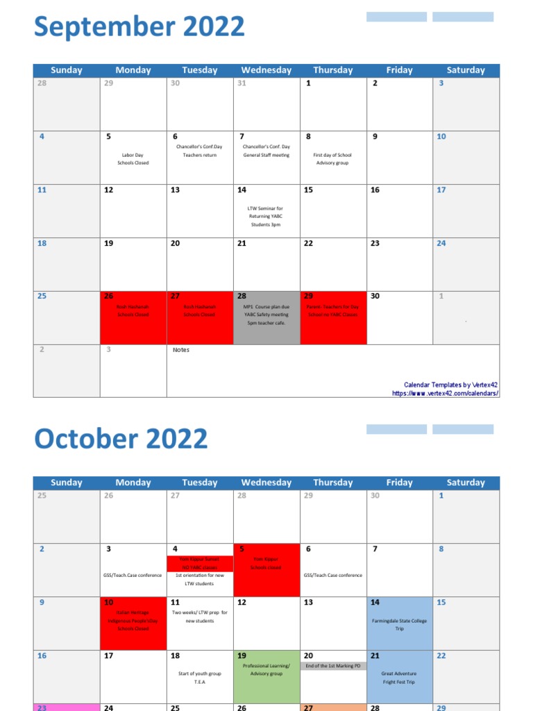 22-23 Clinton YABC School Calendar | PDF | Observances | Holidays