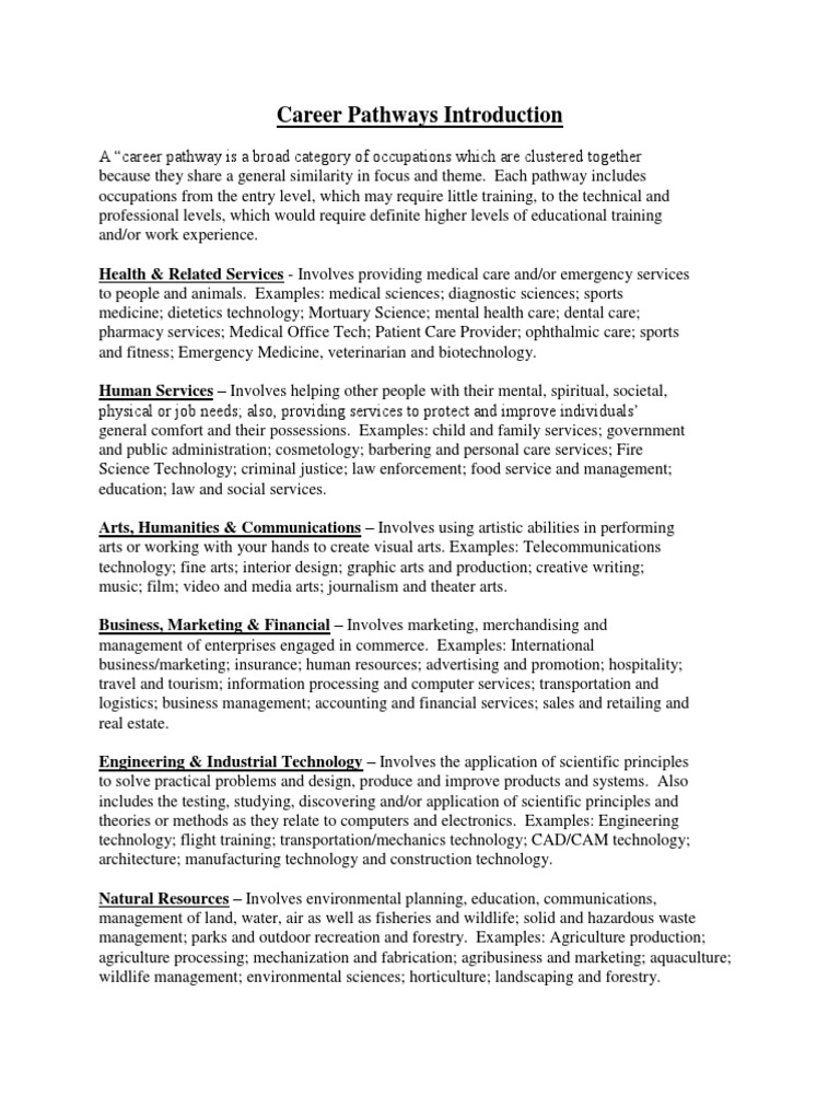 Career Pathways Introduction Pdf Science Medicine