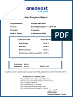 Student Progress Report for Ahmed Marouéne Business English 1 Course