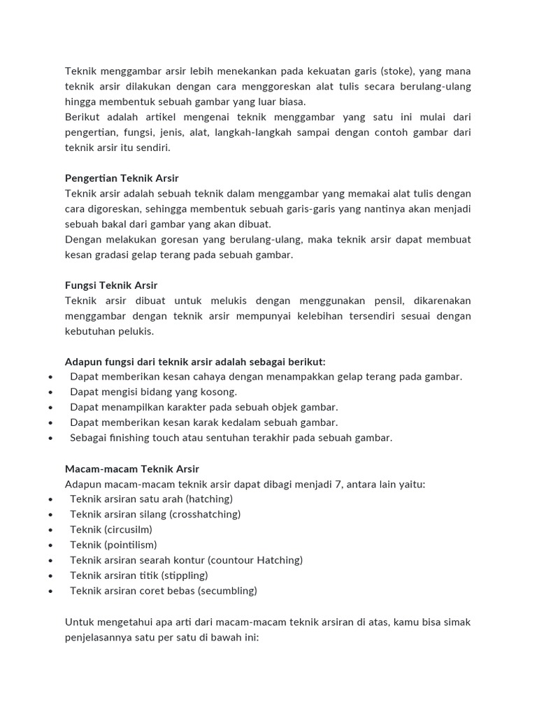 Teknik Menggambar Arsir Lebih Menekankan Pada Kekuatan Garis | PDF