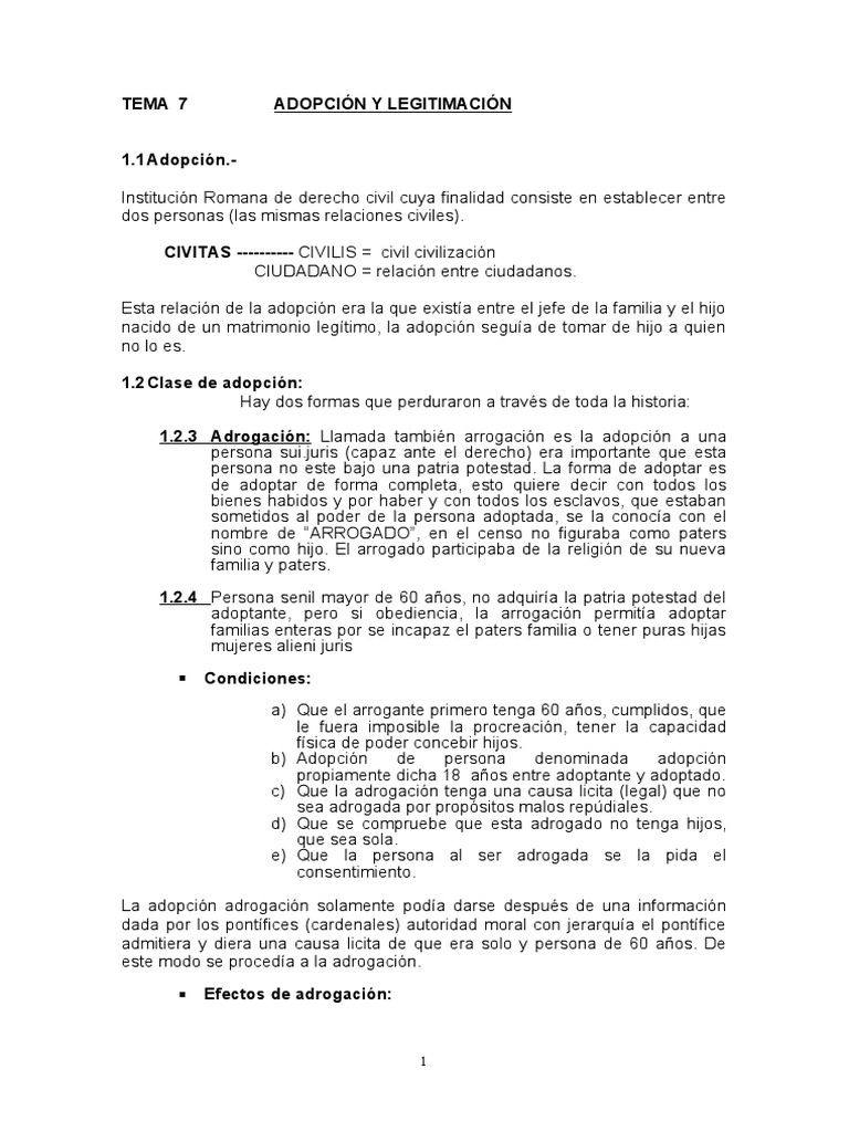 Adopción y Adrogación en Derecho Romano | PDF | Adopción | imperio Romano