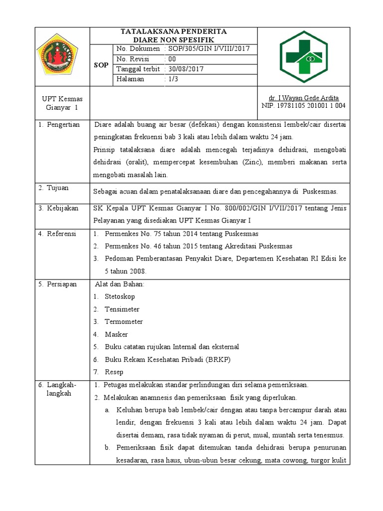 Tatalaksana Diare Non Spesifik di Puskesmas | PDF