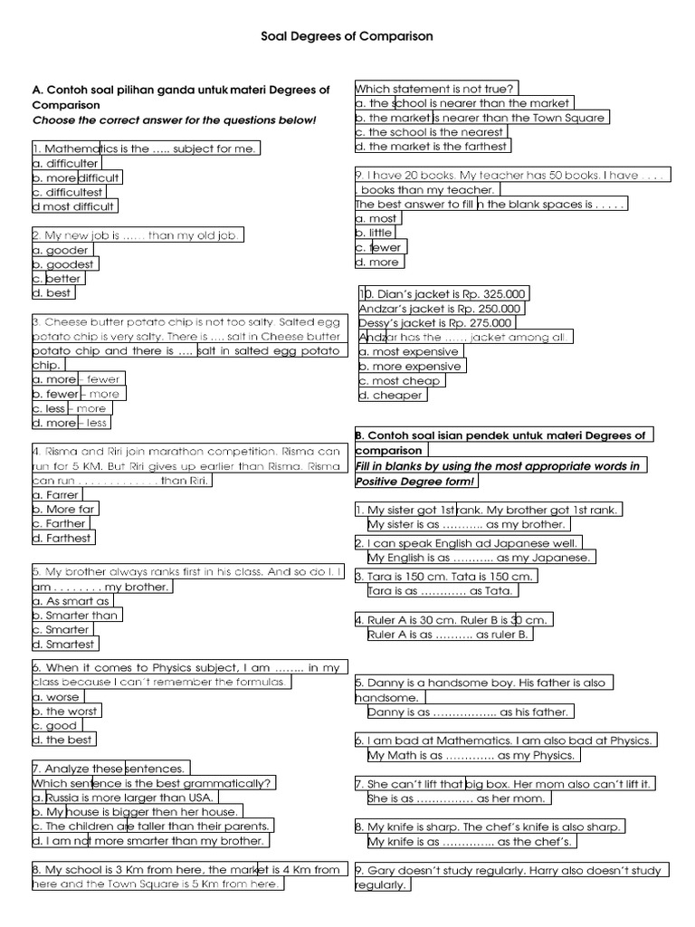 Contoh Soal Degrees Comparison