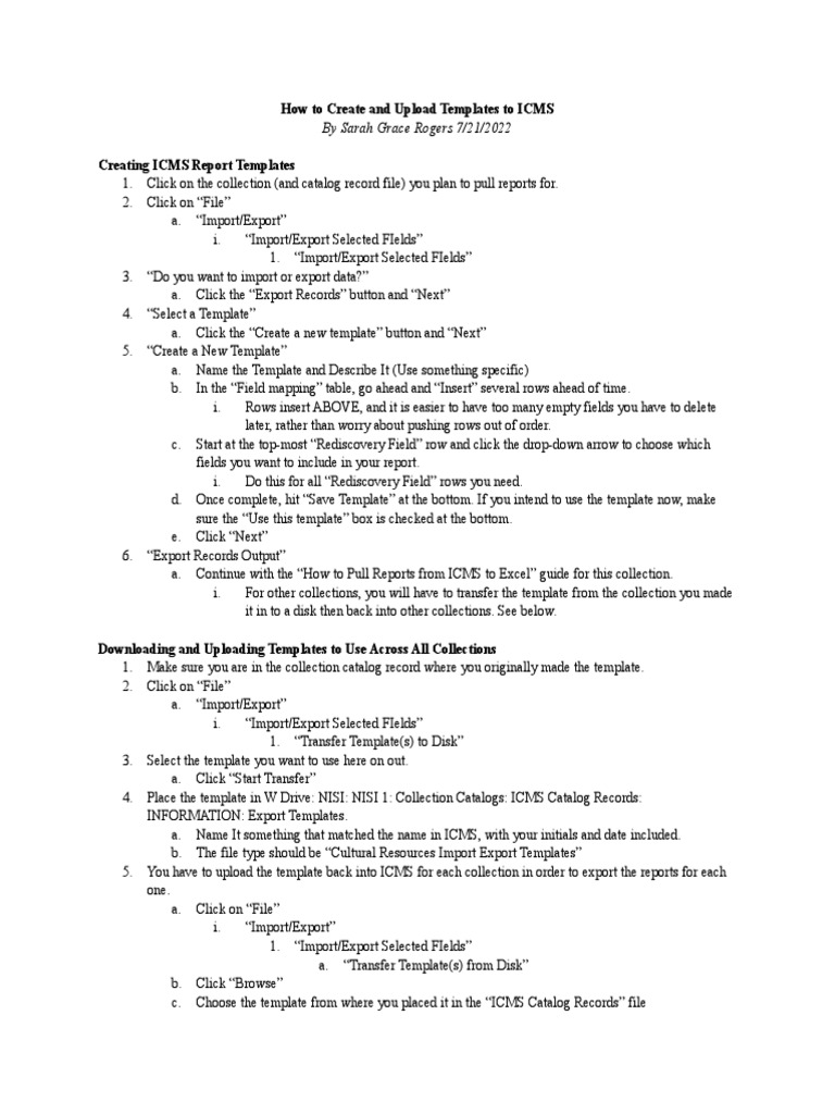 How To Create And Upload Templates To Icms Pdf Computer File Data