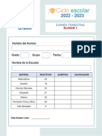 Examen Trimestral Quinto Grado BLOQUE1 2022 2023