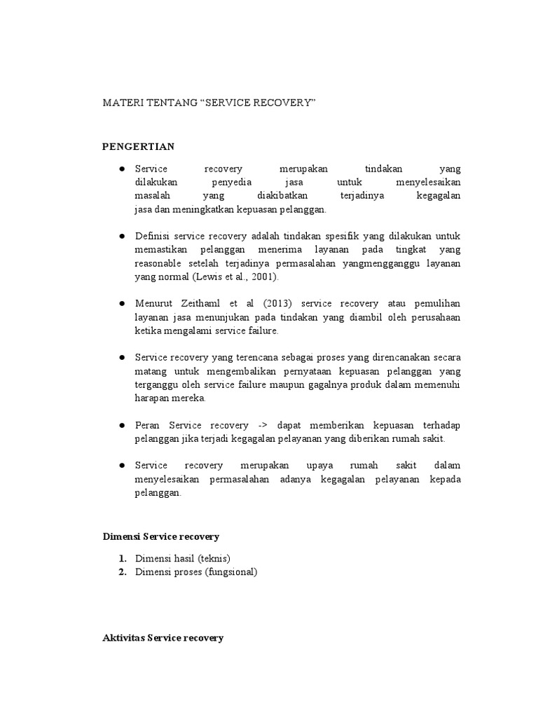 Service Recovery | PDF