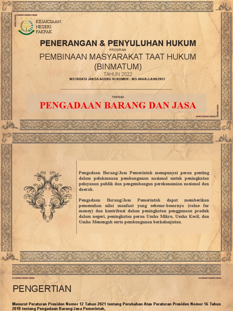 Prinsip Pengadaan Barang dan Jasa | PDF