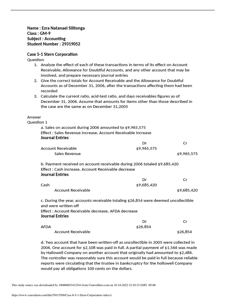 Case 6 5 1 stern corporation a pdf financial accounting business