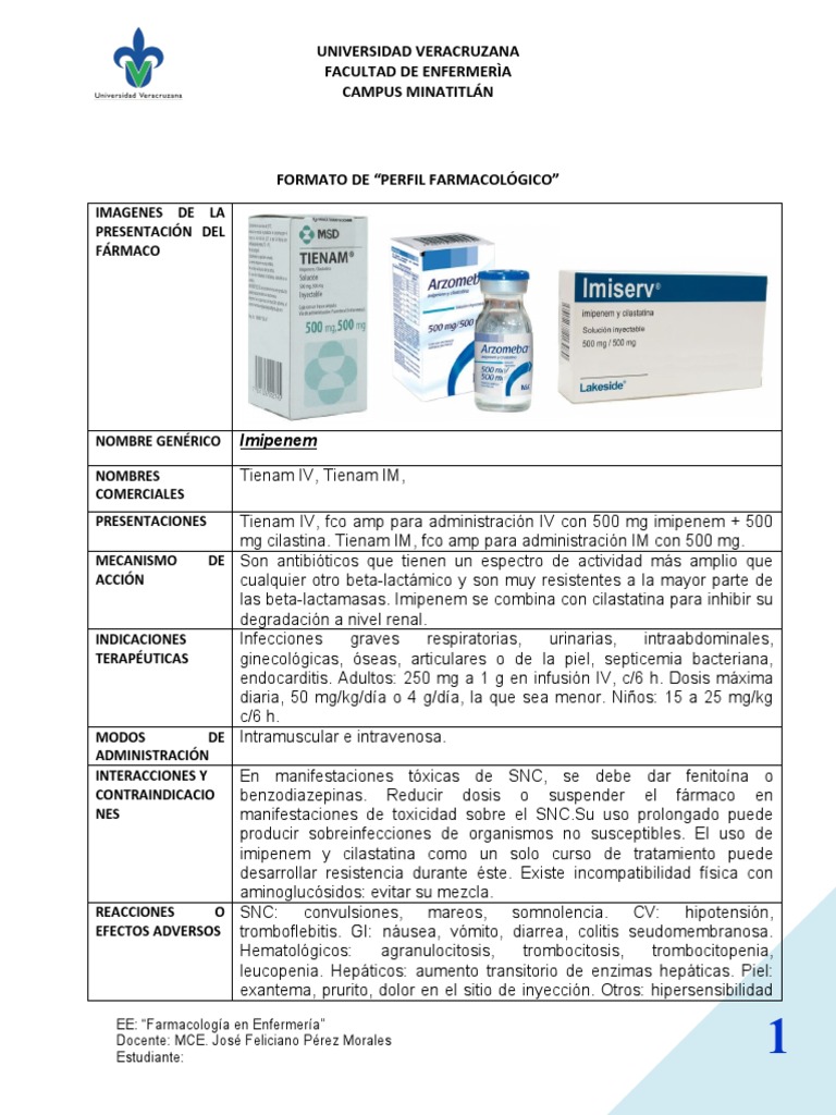 IMIPENEM | PDF | Farmacología | Drogas