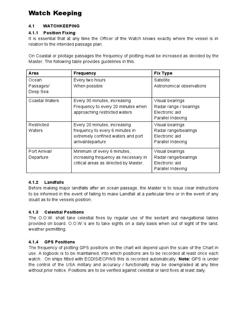 Navigation and Watchkeeping Protocols | PDF | Navigation | Shipping