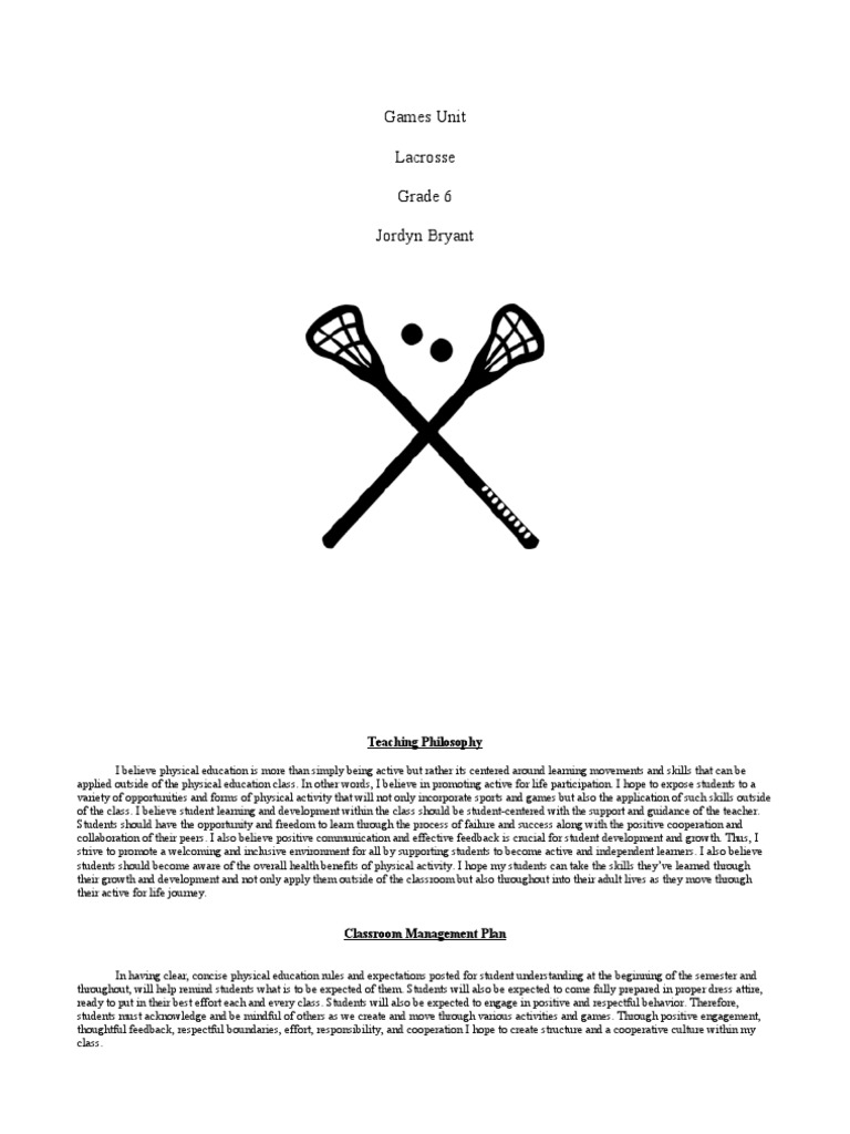 Lacrosse Unit Grade 6 PDF