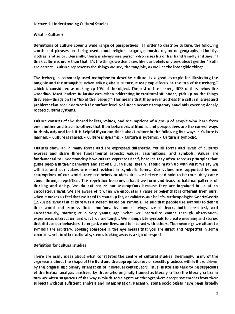Introduction to Cultural Studies Concepts | PDF