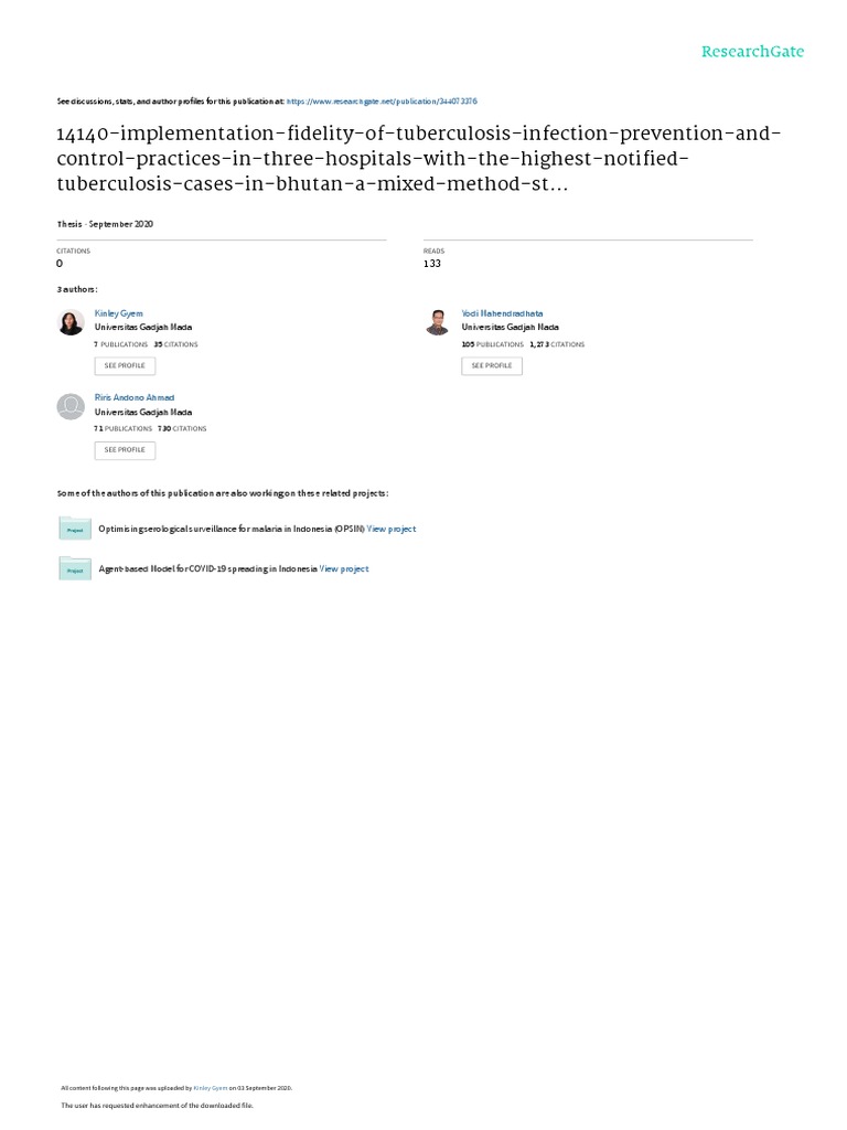 Implementation Fidelity of Tuberculosis Infection Prevention and