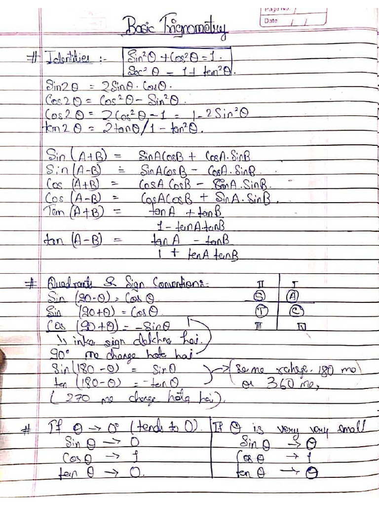 Basic Trigonometry by Jee Neet Note PDF