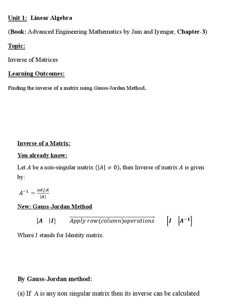 Inverse of Matrices | PDF | Matrix (Mathematics) | Mathematical Analysis
