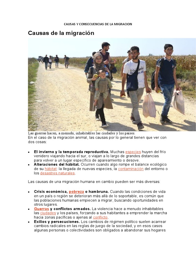 Causas y Consecuencias de la Migración | PDF | Migración humana ...