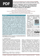 Method Development, Validation and Forced Degradation Studies of Dapagliflozin and Pioglitazone Hydrochlorides in Synthetic Mixtures by RP HPLC