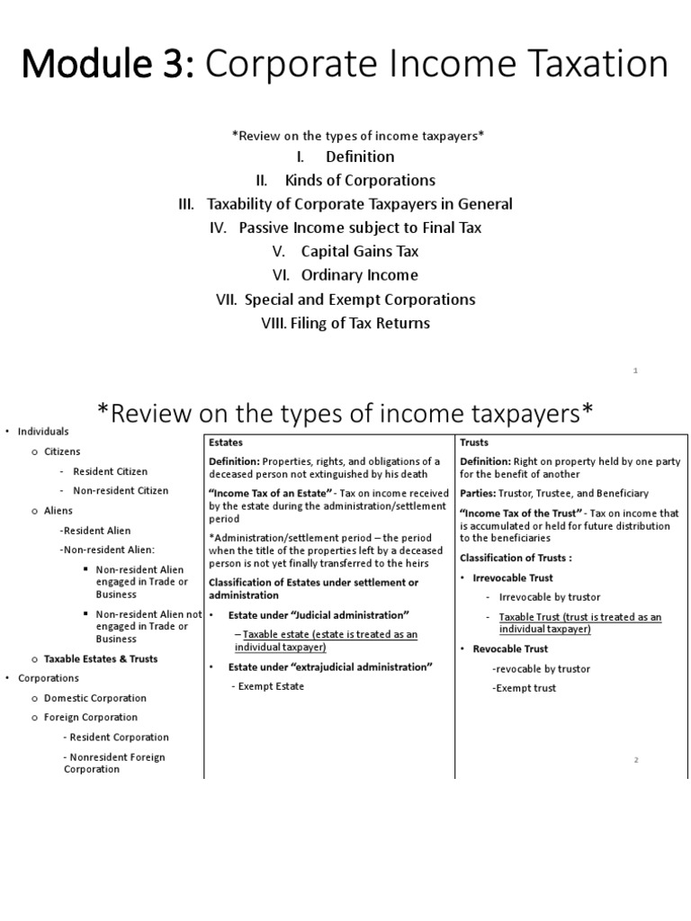 ACT103 3 Corporate Tax Full Handouts PDF Capital Gains Tax Taxes