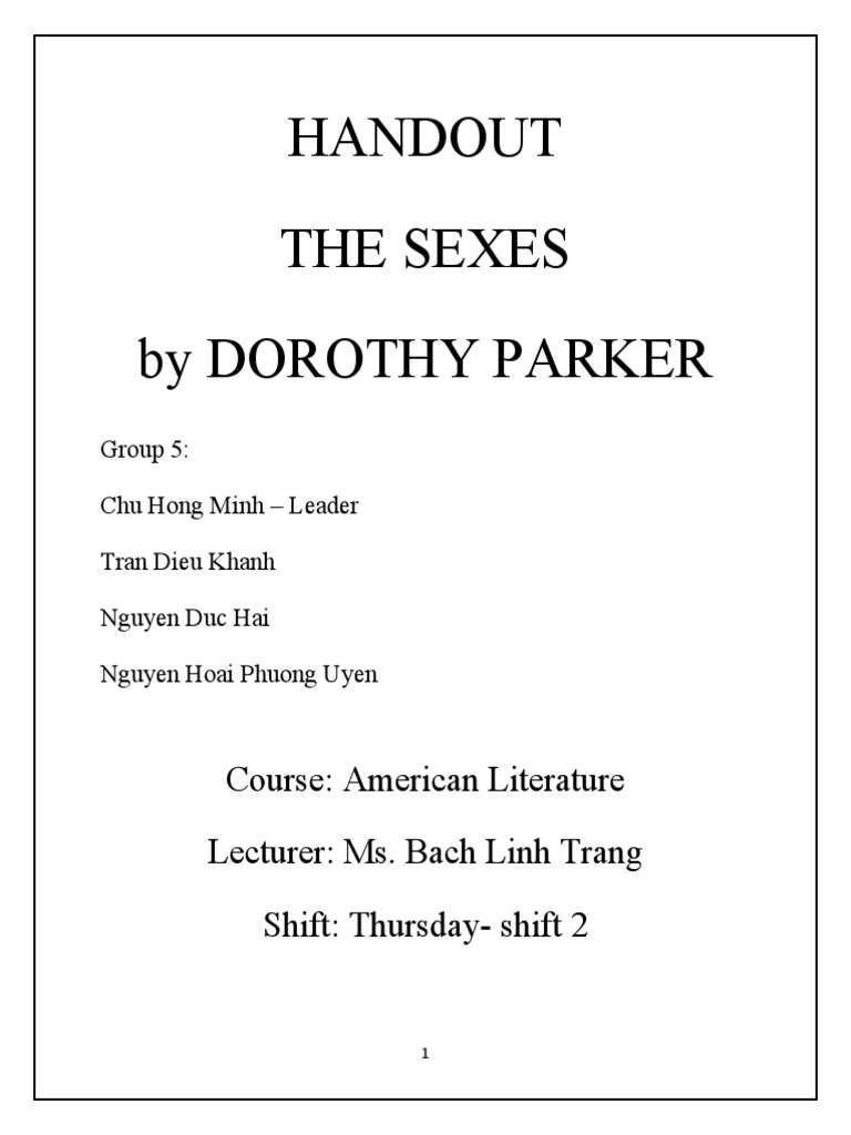 Handout The Sexes Group 5 American Literature | PDF | Narration