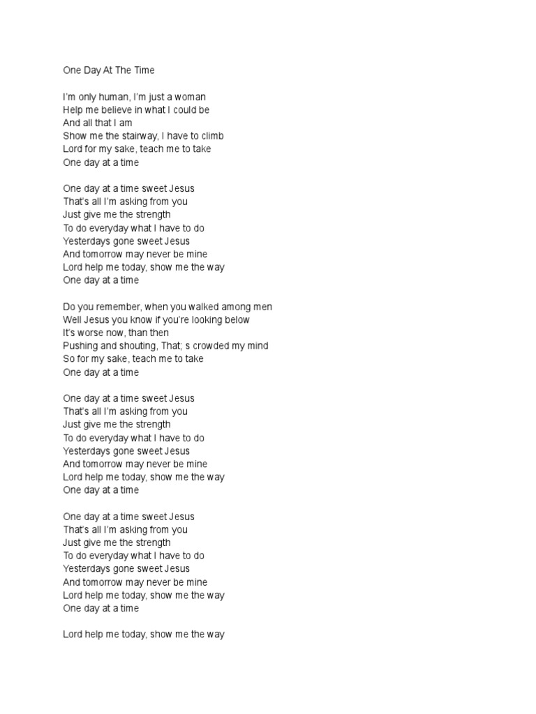 One Day at a Time Prayer Lyrics | PDF