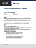 English For Journalism Syllabus 2022