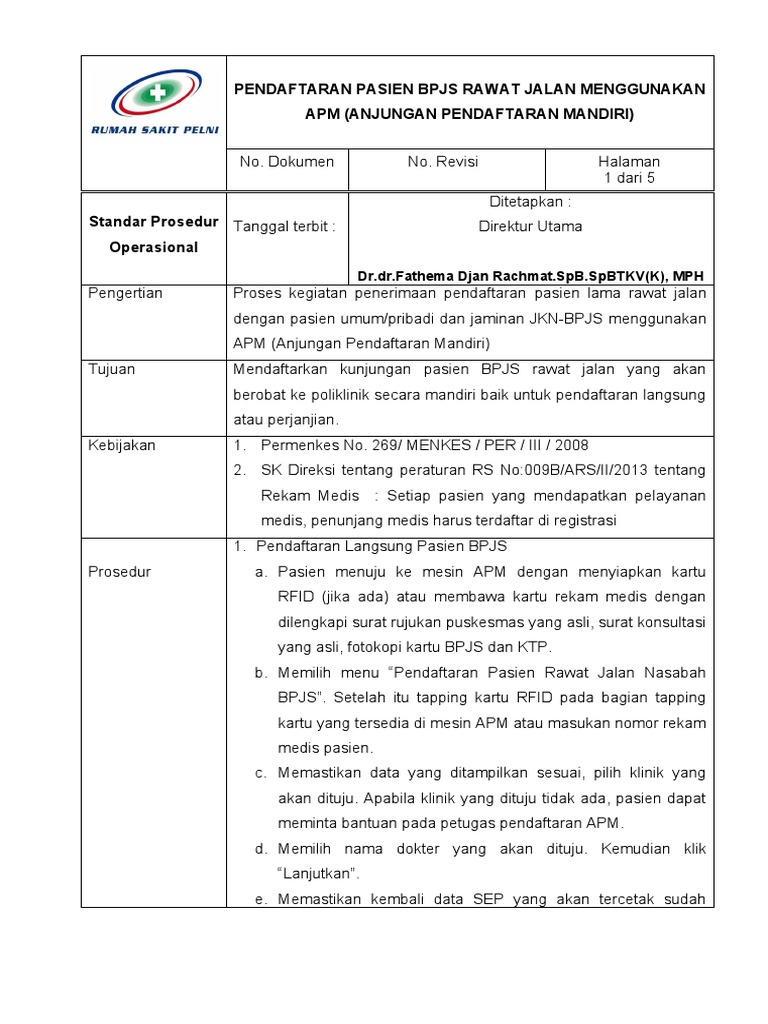 Pendaftaran BPJS Rawat Jalan via APM | PDF